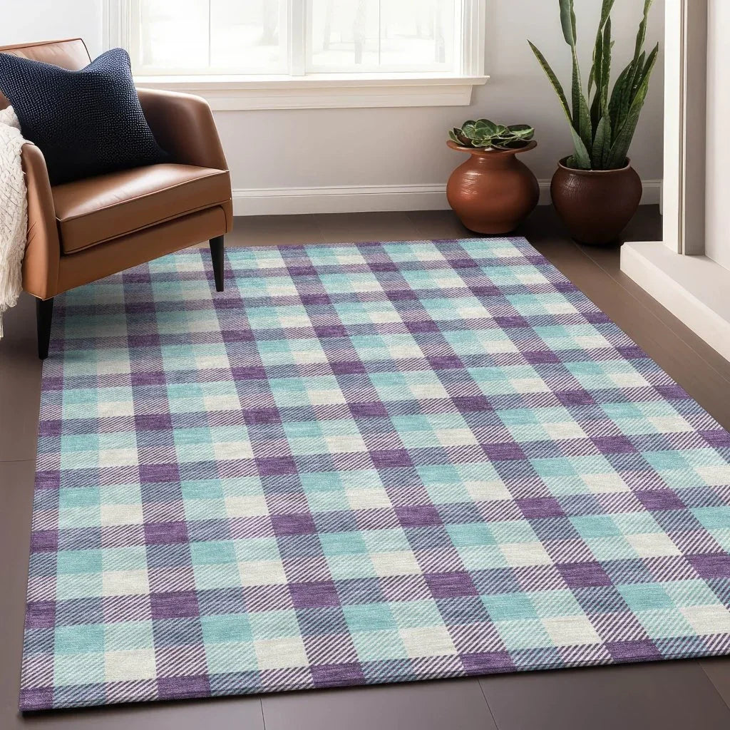 LOOMLAN Rugs Nahlia Purple Washable Indoor-Outdoor Rug