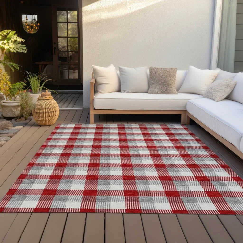 LOOMLAN Rugs Nahlia Red Washable Indoor-Outdoor Rug