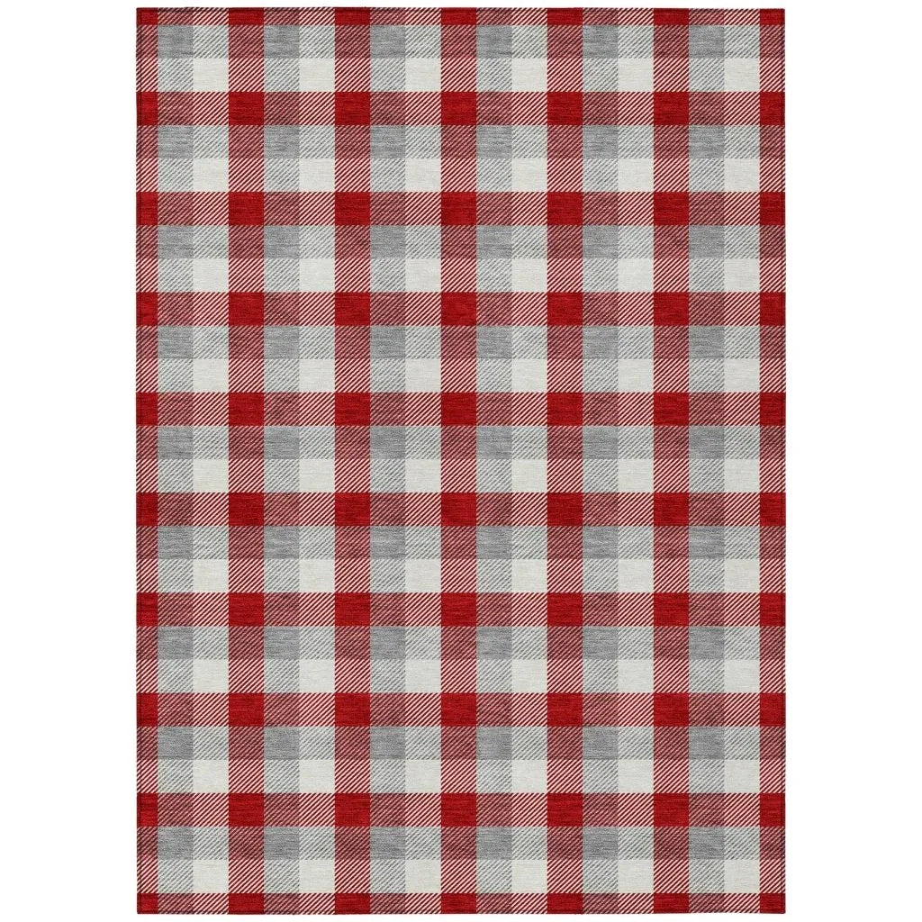 LOOMLAN Rugs Nahlia Red Washable Indoor-Outdoor Rug