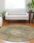 LOOMLAN Rugs Naraxa Brown Washable Indoor-Outdoor Rug