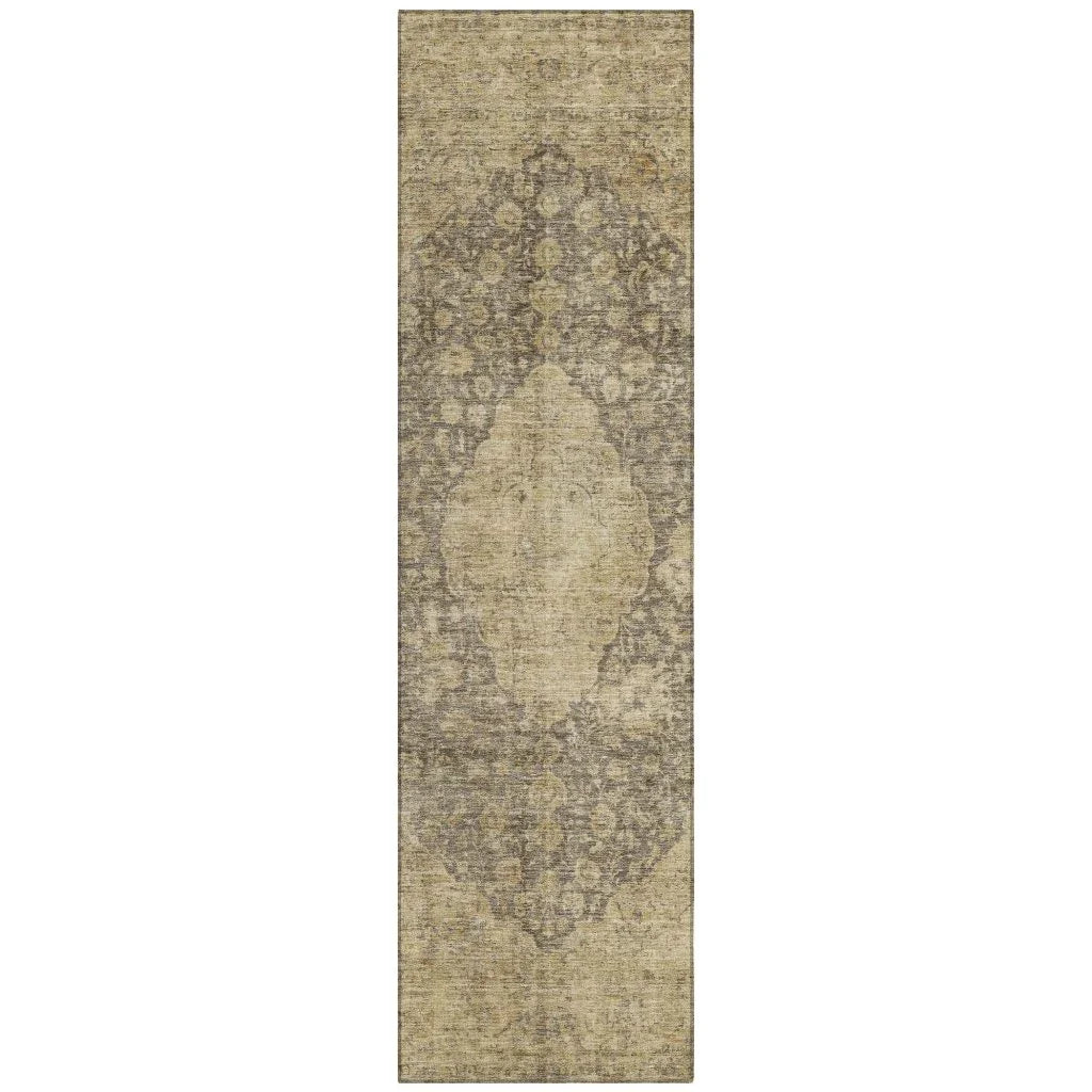 LOOMLAN Rugs Naraxa Brown Washable Indoor-Outdoor Rug