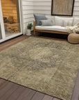 LOOMLAN Rugs Naraxa Brown Washable Indoor-Outdoor Rug
