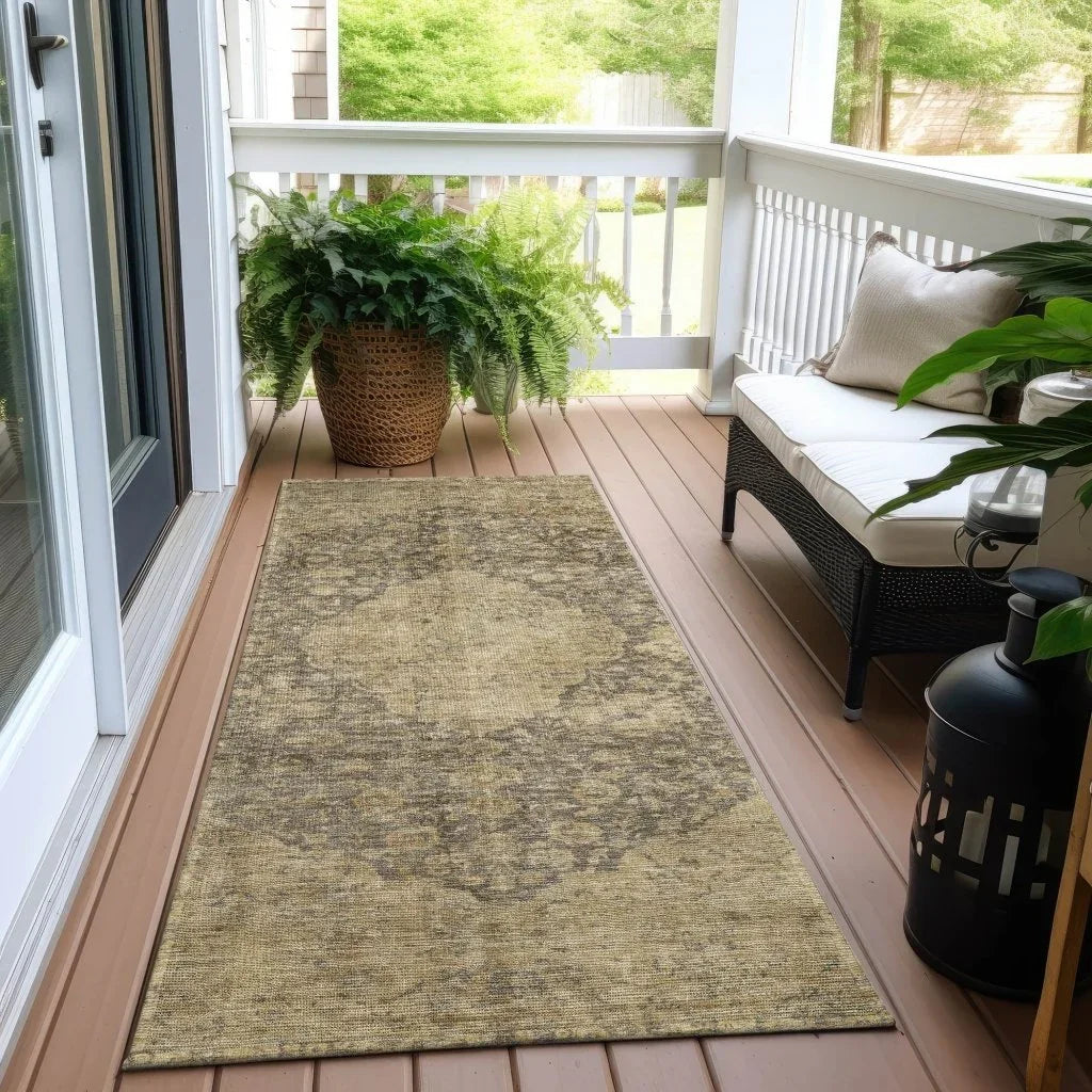 LOOMLAN Rugs Naraxa Brown Washable Indoor-Outdoor Rug
