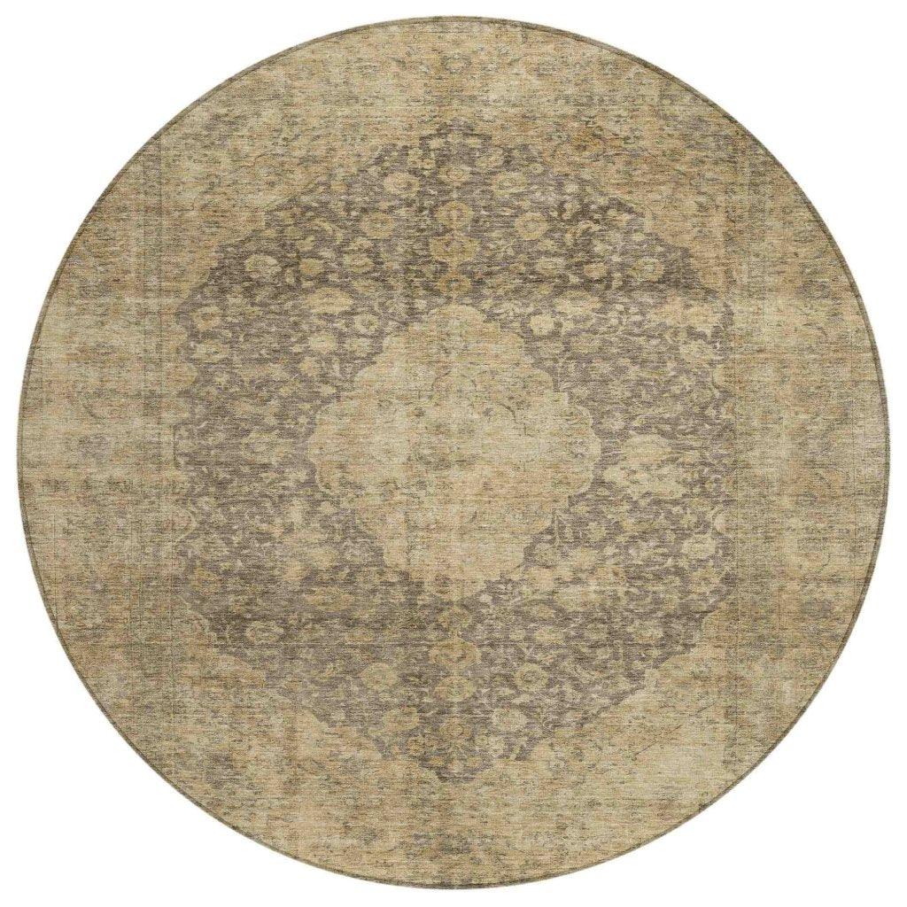 LOOMLAN Rugs Naraxa Brown Washable Indoor-Outdoor Rug