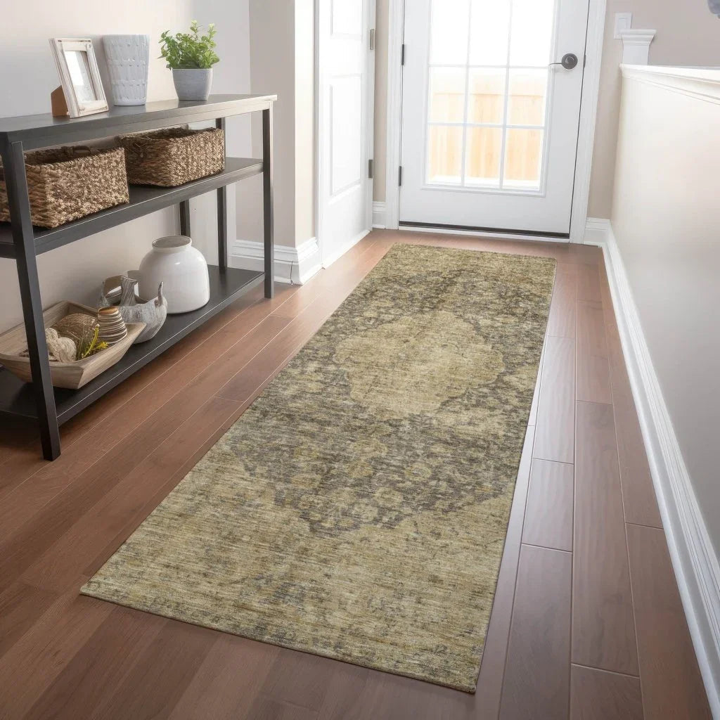 LOOMLAN Rugs Naraxa Brown Washable Indoor-Outdoor Rug