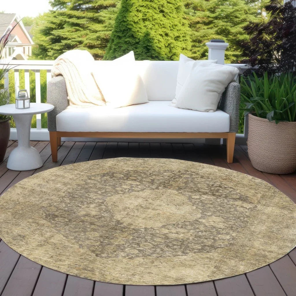 LOOMLAN Rugs Naraxa Brown Washable Indoor-Outdoor Rug