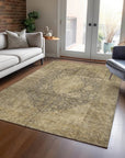 LOOMLAN Rugs Naraxa Brown Washable Indoor-Outdoor Rug