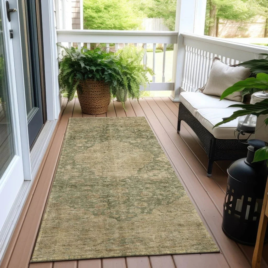 LOOMLAN Rugs Naraxa Green Washable Indoor-Outdoor Rug