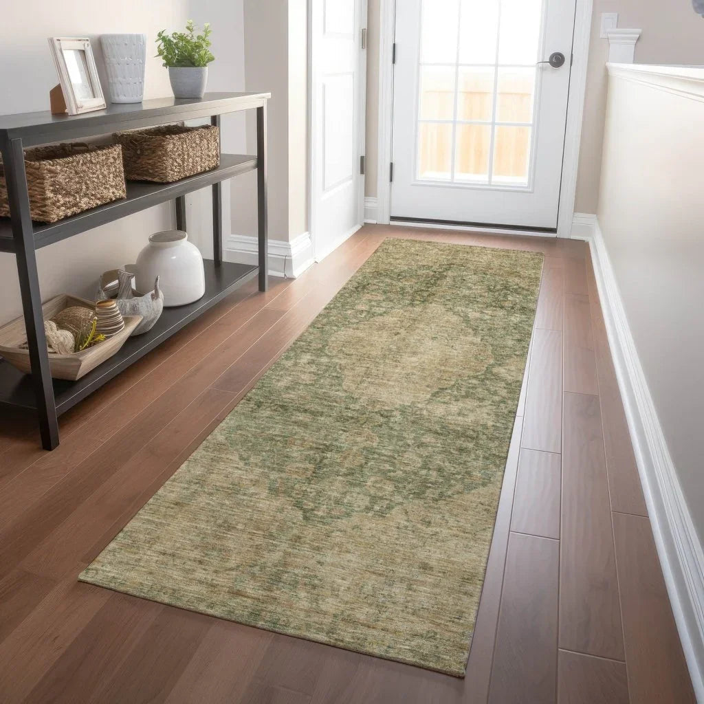LOOMLAN Rugs Naraxa Green Washable Indoor-Outdoor Rug