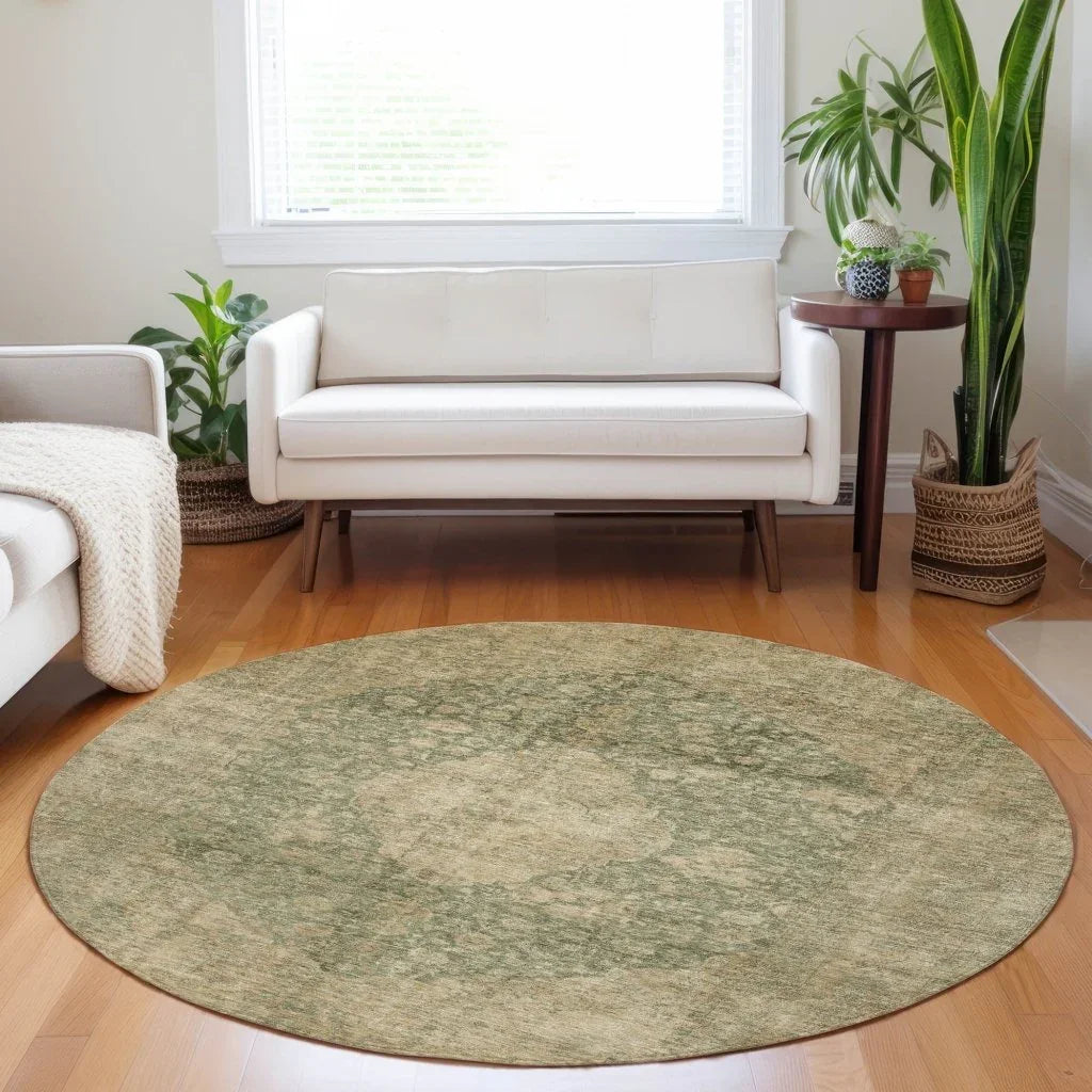 LOOMLAN Rugs Naraxa Green Washable Indoor-Outdoor Rug