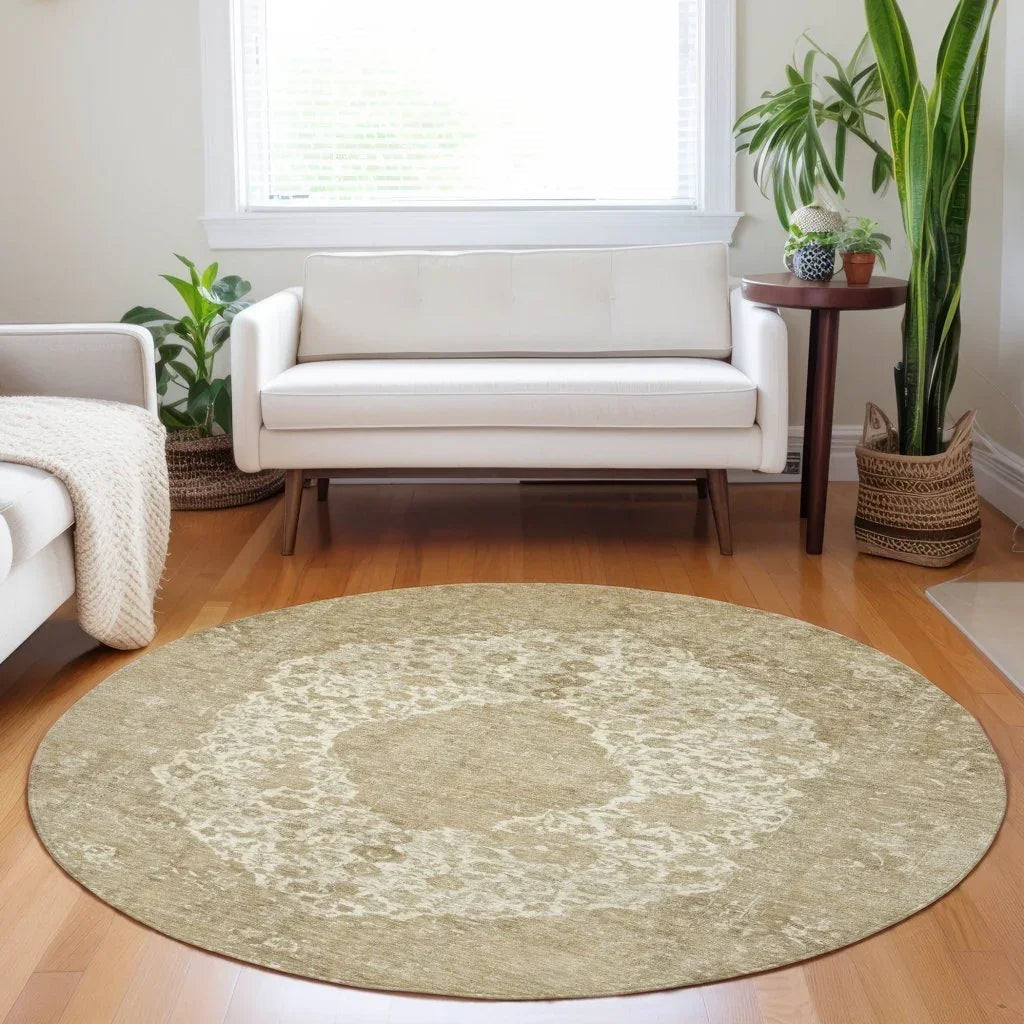 LOOMLAN Rugs Naraxa Ivory Washable Indoor-Outdoor Rug