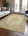 LOOMLAN Rugs Naraxa Ivory Washable Indoor-Outdoor Rug
