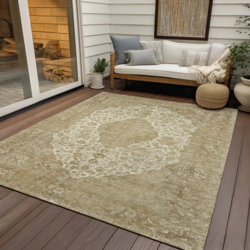 LOOMLAN Rugs Naraxa Ivory Washable Indoor-Outdoor Rug