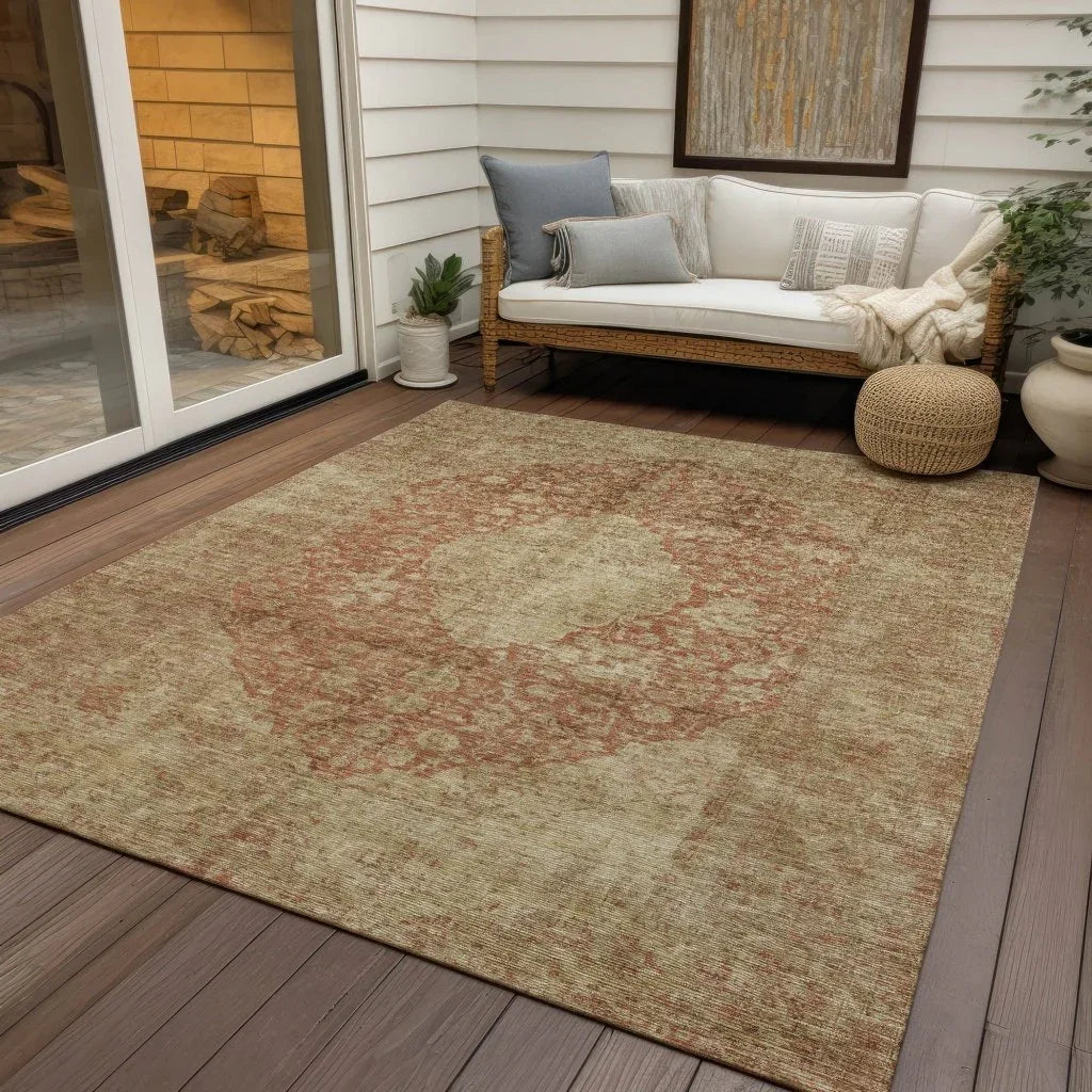 LOOMLAN Rugs Naraxa Orange Washable Indoor-Outdoor Rug