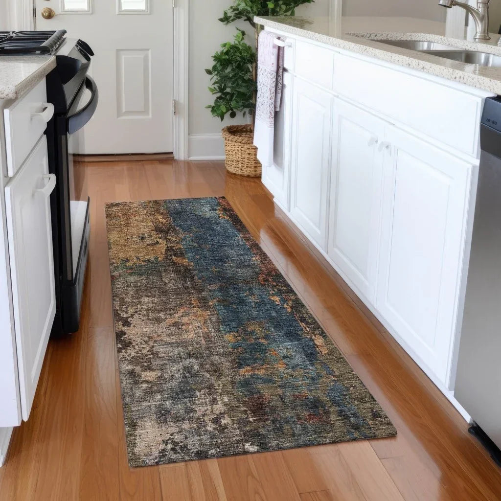 LOOMLAN Rugs Nayara Blue Washable Indoor-Outdoor Rug