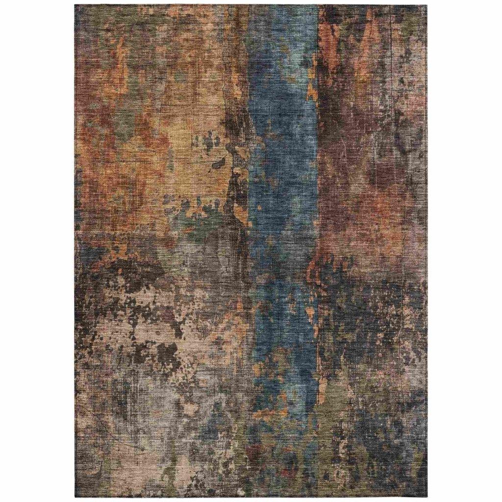 LOOMLAN Rugs Nayara Blue Washable Indoor-Outdoor Rug
