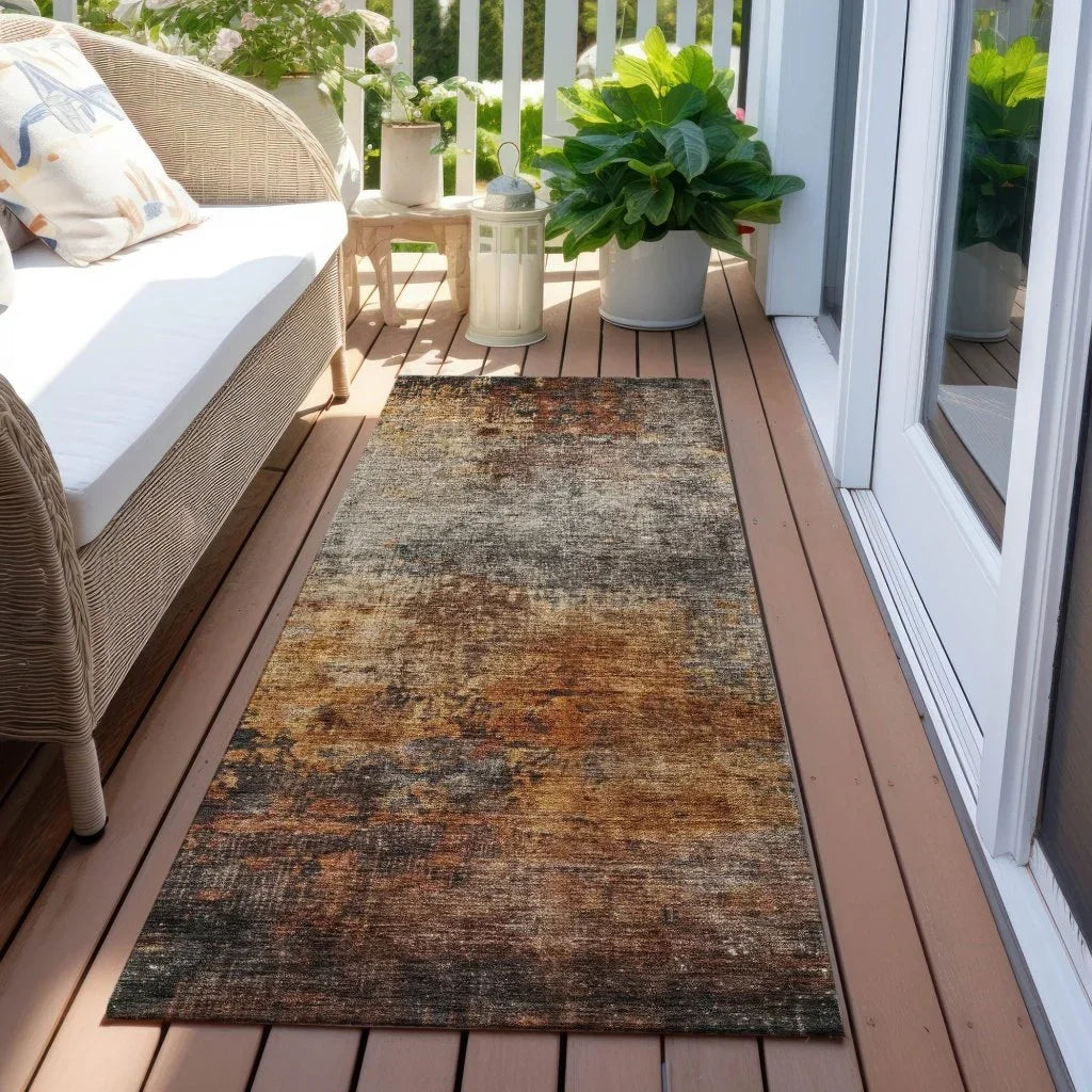 LOOMLAN Rugs Nazeera Orange Washable Indoor-Outdoor Rug