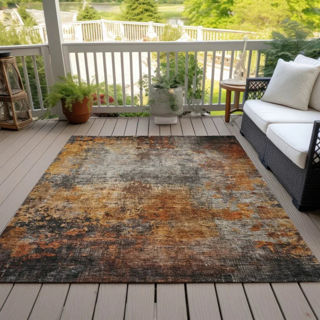 LOOMLAN Rugs Nazeera Orange Washable Indoor-Outdoor Rug