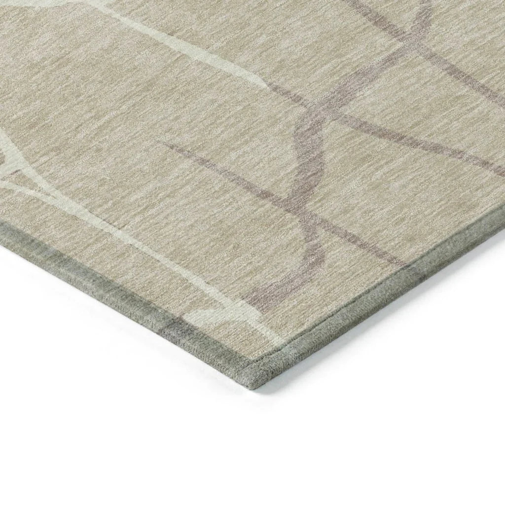 LOOMLAN Rugs Nazira Beige Washable Indoor-Outdoor Rug