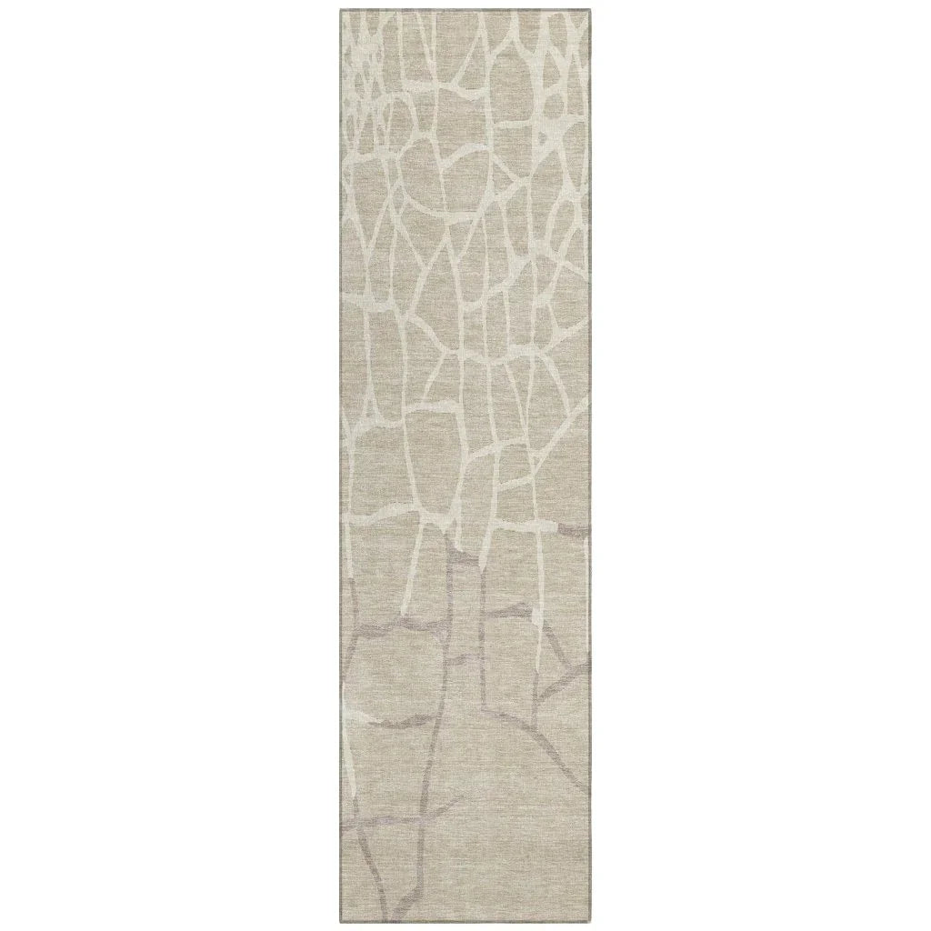 LOOMLAN Rugs Nazira Beige Washable Indoor-Outdoor Rug