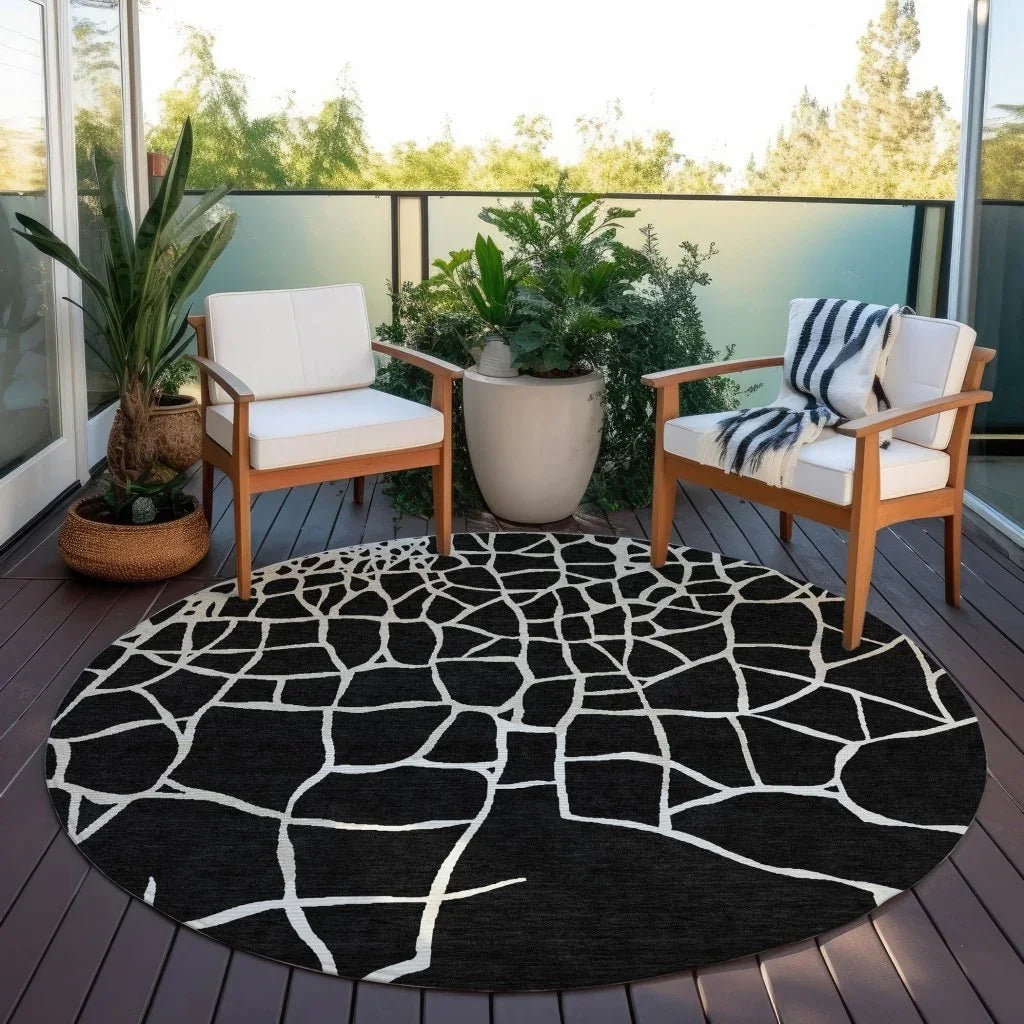 LOOMLAN Rugs Nazira Black Washable Indoor-Outdoor Rug