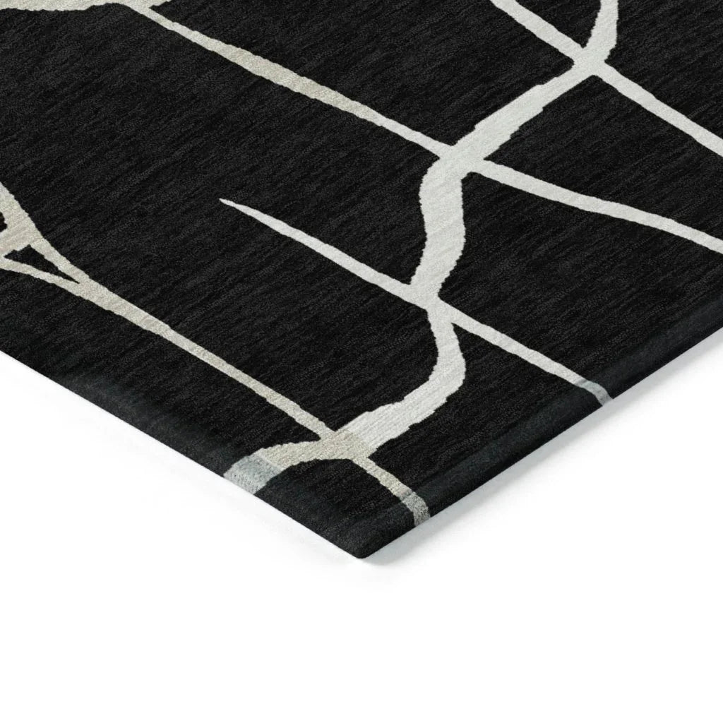 LOOMLAN Rugs Nazira Black Washable Indoor-Outdoor Rug