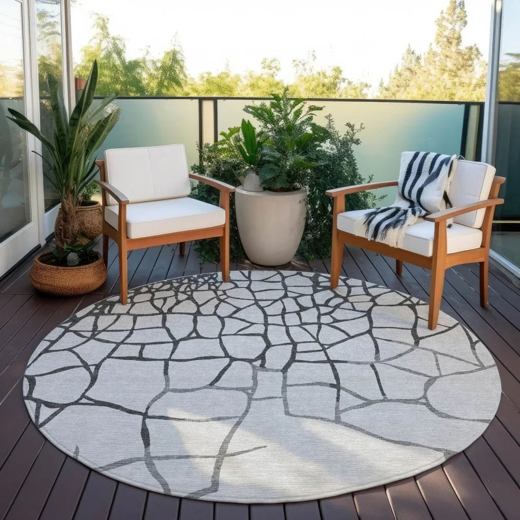 LOOMLAN Rugs Nazira Gray Washable Indoor-Outdoor Rug