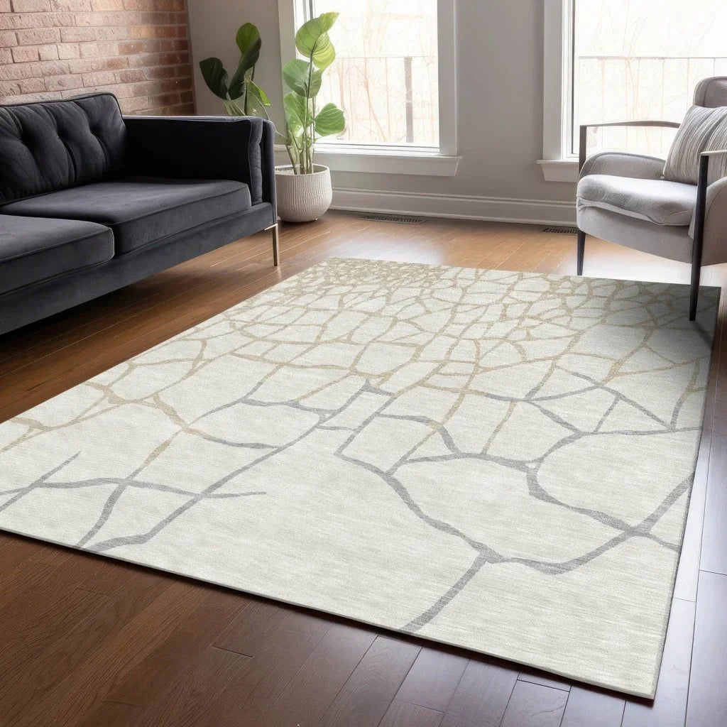 LOOMLAN Rugs Nazira Ivory Washable Indoor-Outdoor Rug
