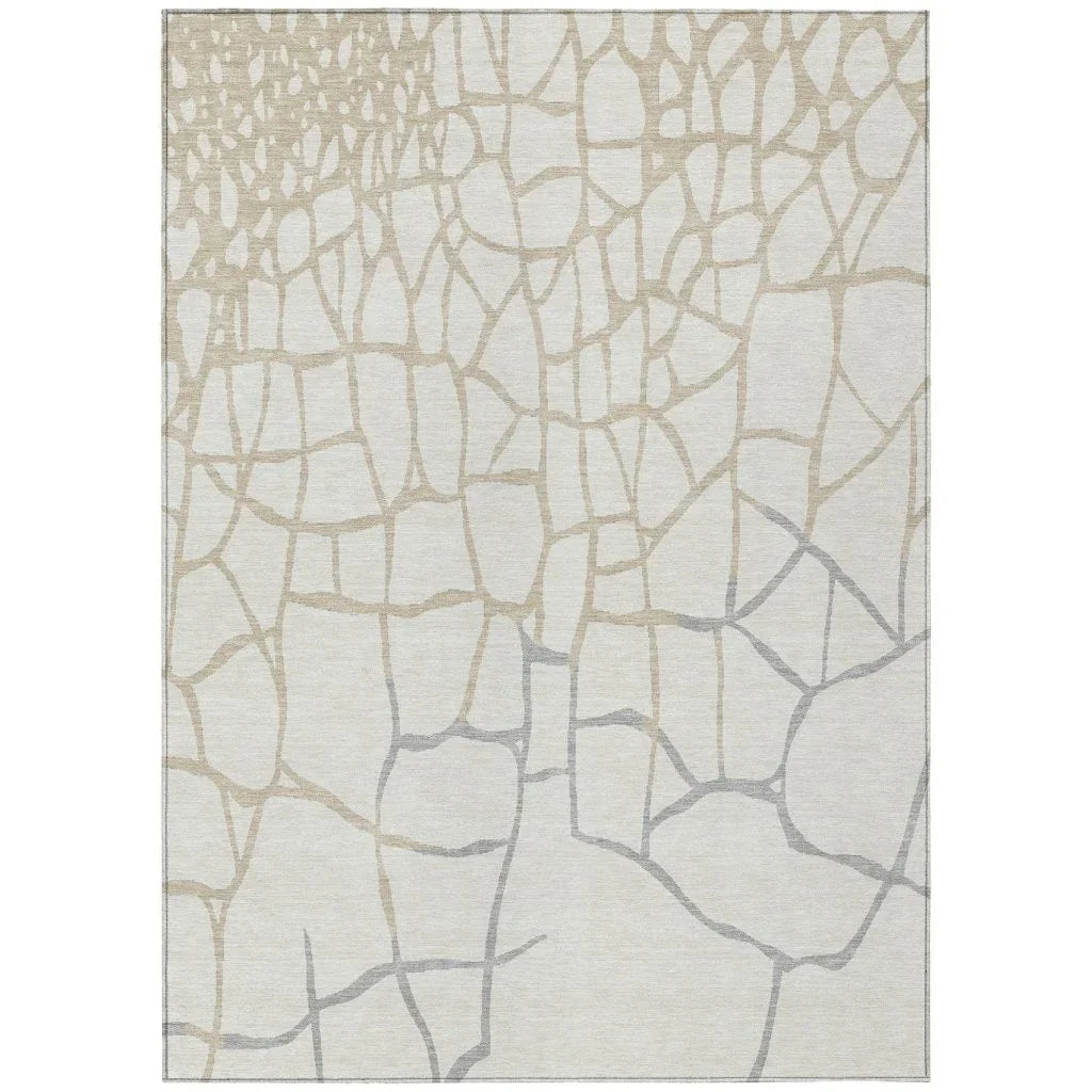 LOOMLAN Rugs Nazira Ivory Washable Indoor-Outdoor Rug