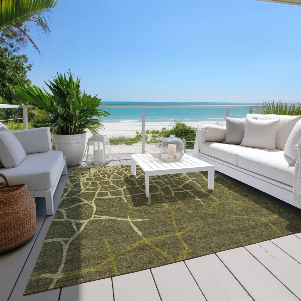 LOOMLAN Rugs Nazira Olive Washable Indoor-Outdoor Rug