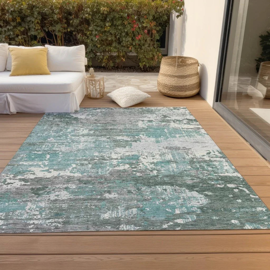 LOOMLAN Rugs Nixane Blue Washable Indoor-Outdoor Rug
