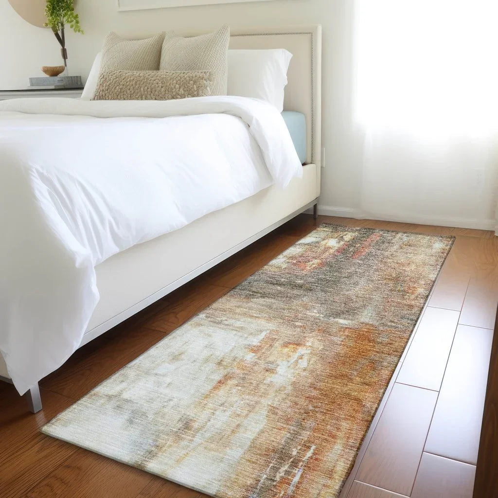 LOOMLAN Rugs Nocturne Orange Washable Indoor-Outdoor Rug
