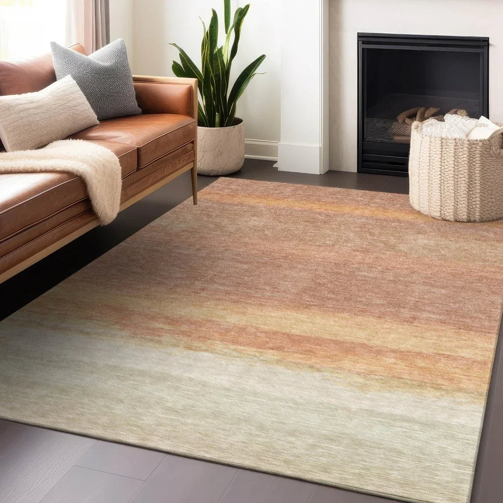 LOOMLAN Rugs Noe Orange Washable Indoor-Outdoor Rug