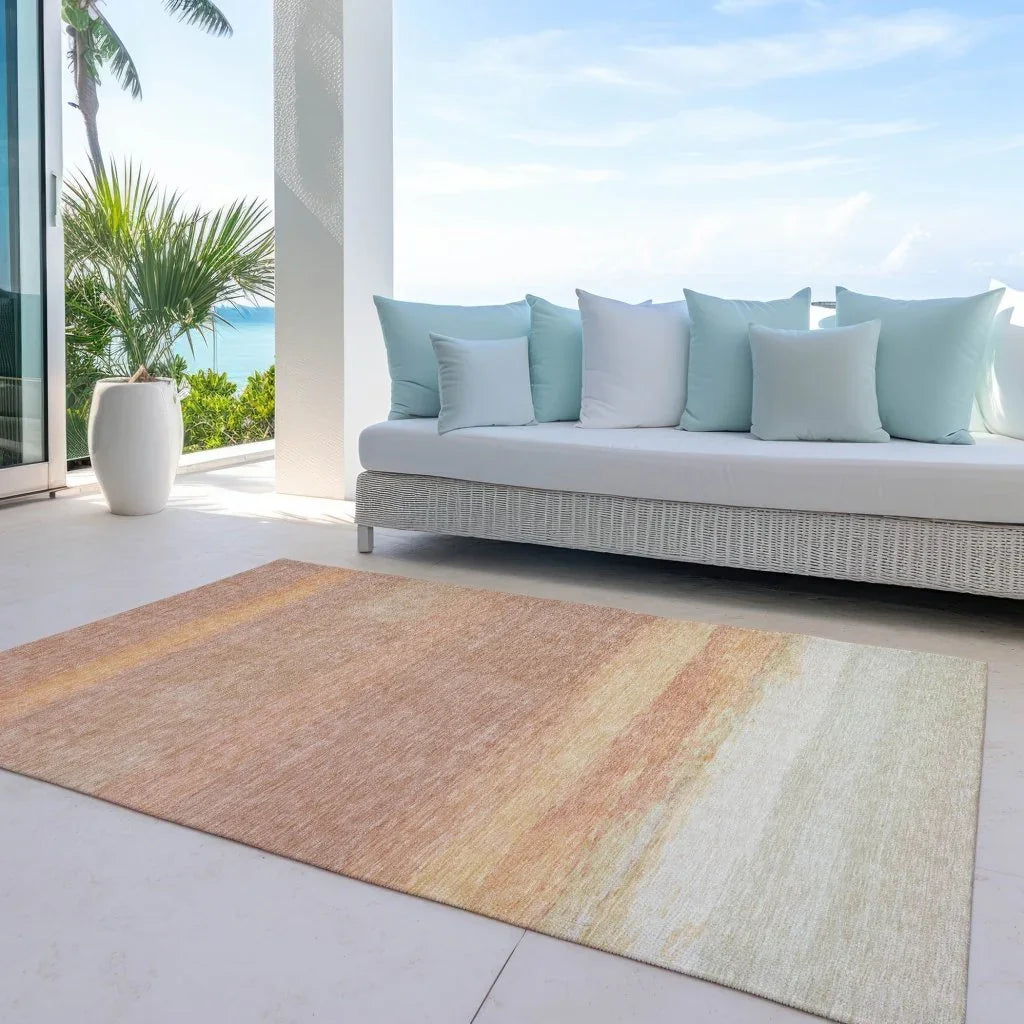 LOOMLAN Rugs Noe Orange Washable Indoor-Outdoor Rug