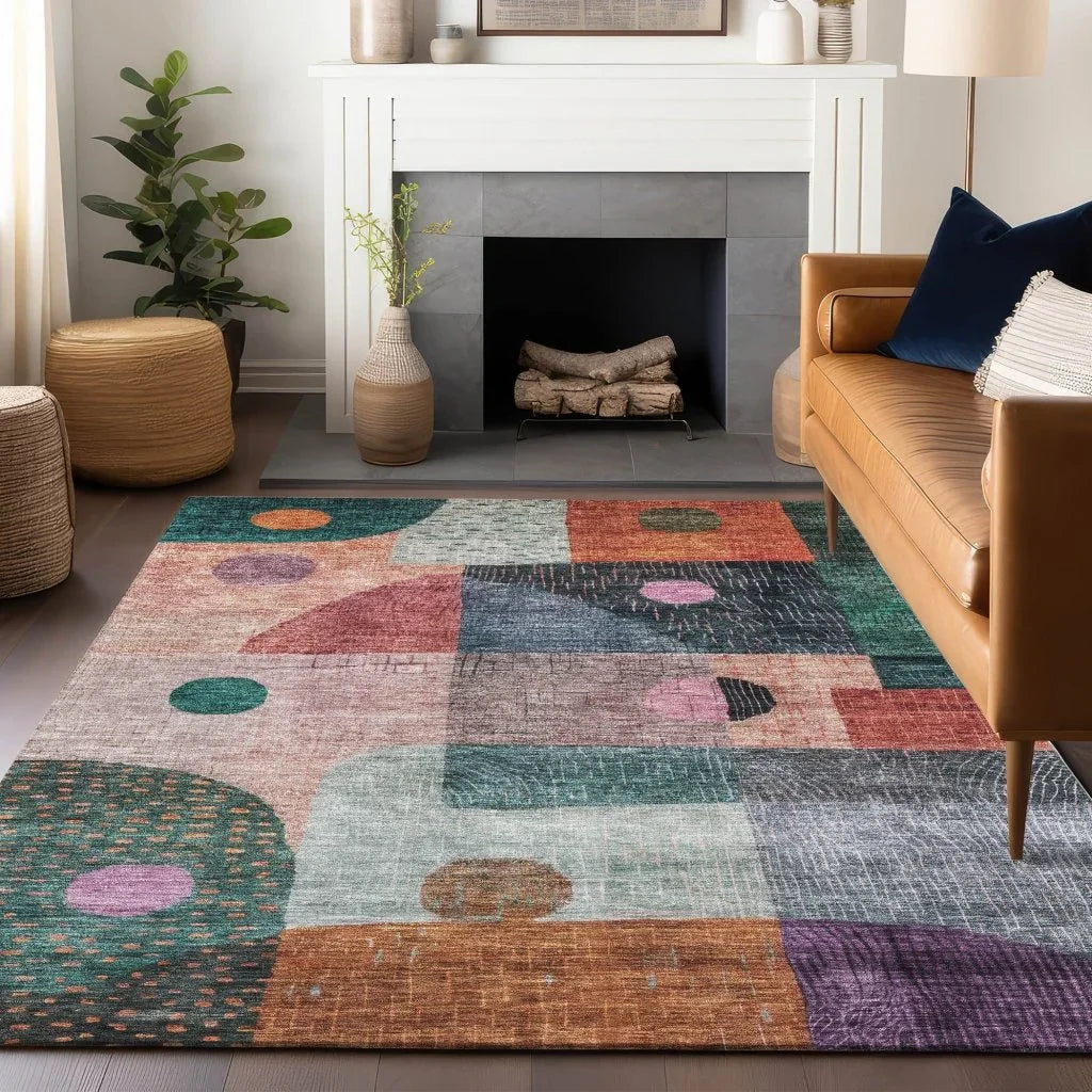 LOOMLAN Rugs Noel Orange Washable Indoor-Outdoor Rug