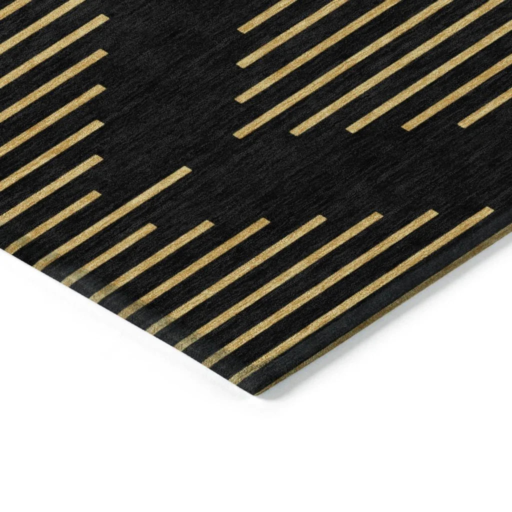 LOOMLAN Rugs Norelia Black Washable Indoor-Outdoor Rug