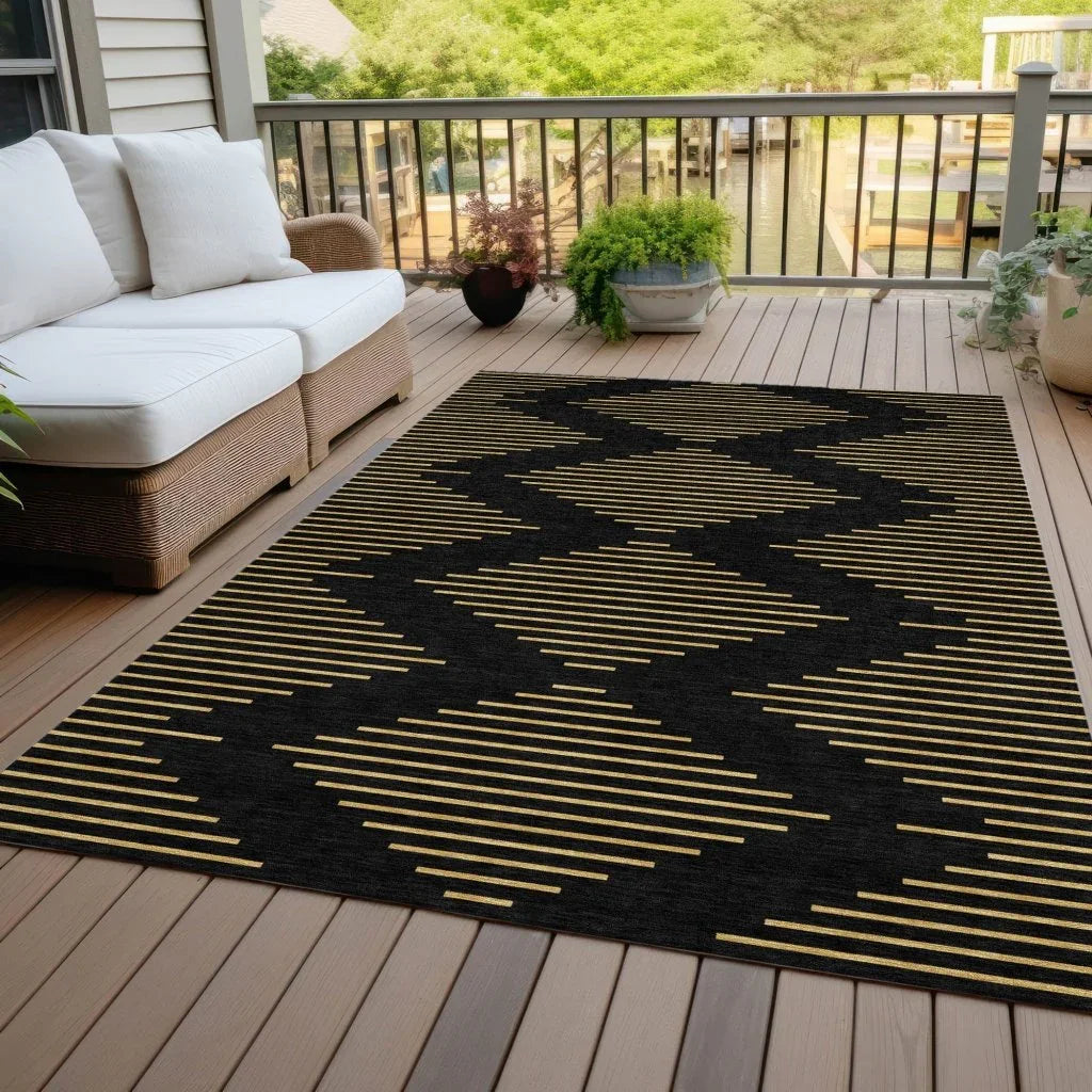 LOOMLAN Rugs Norelia Black Washable Indoor-Outdoor Rug