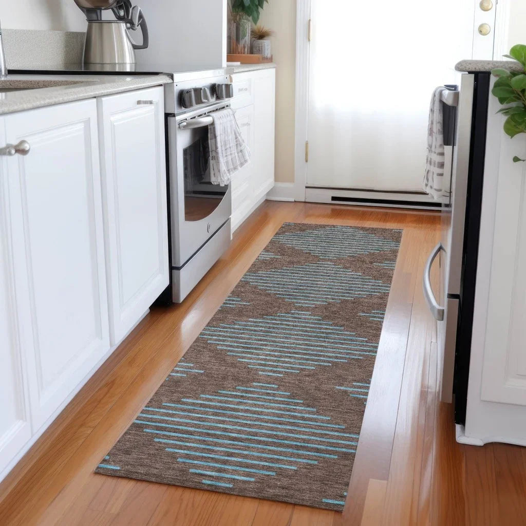 LOOMLAN Rugs Norelia Brown Washable Indoor-Outdoor Rug