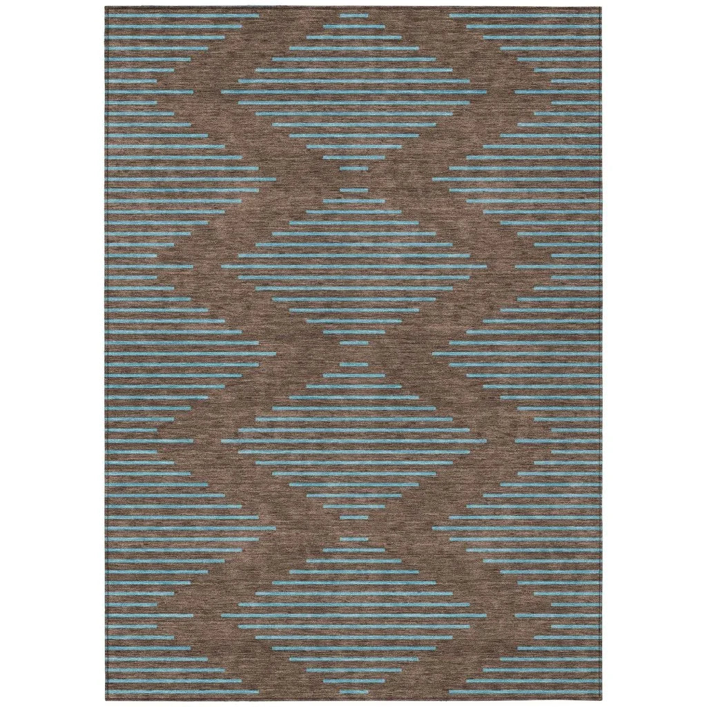 LOOMLAN Rugs Norelia Brown Washable Indoor-Outdoor Rug