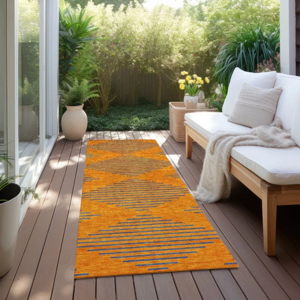 LOOMLAN Rugs Norelia Orange Washable Indoor-Outdoor Rug