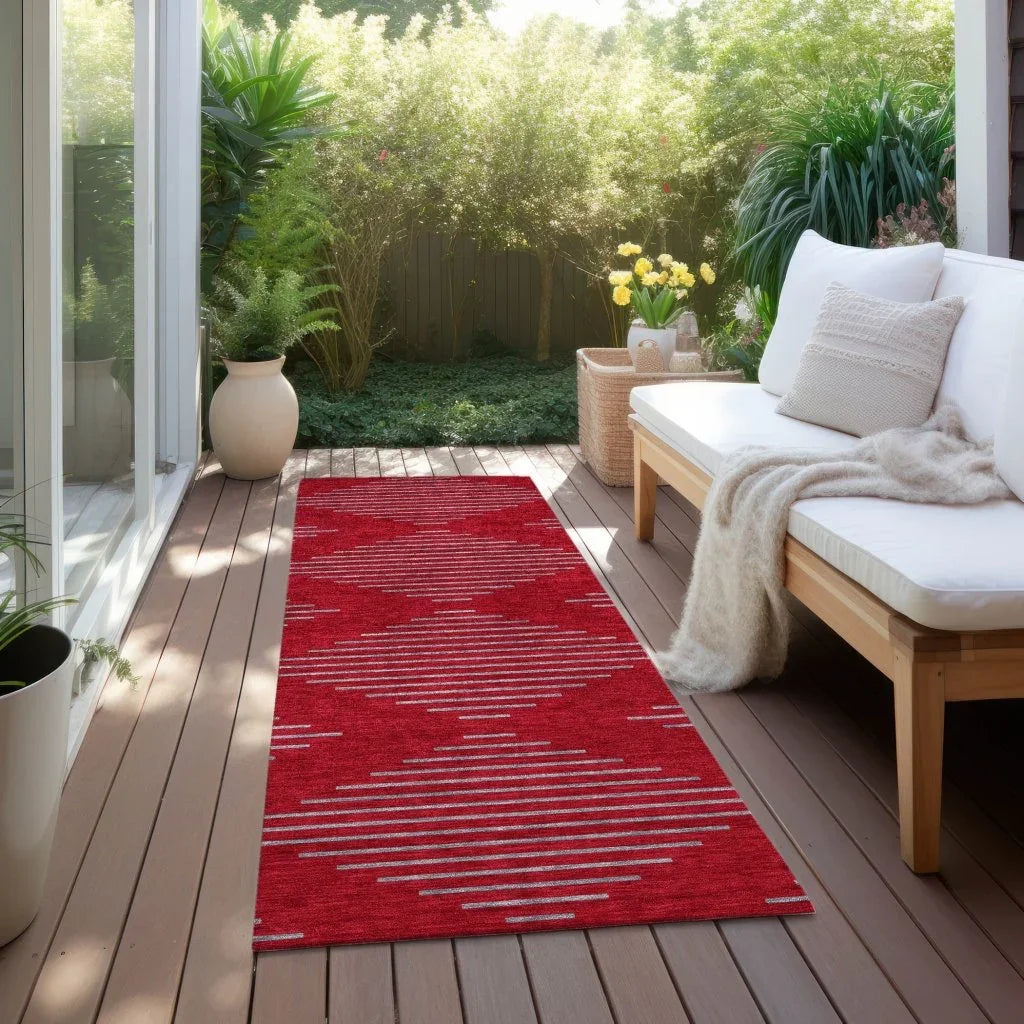 LOOMLAN Rugs Norelia Red Washable Indoor-Outdoor Rug