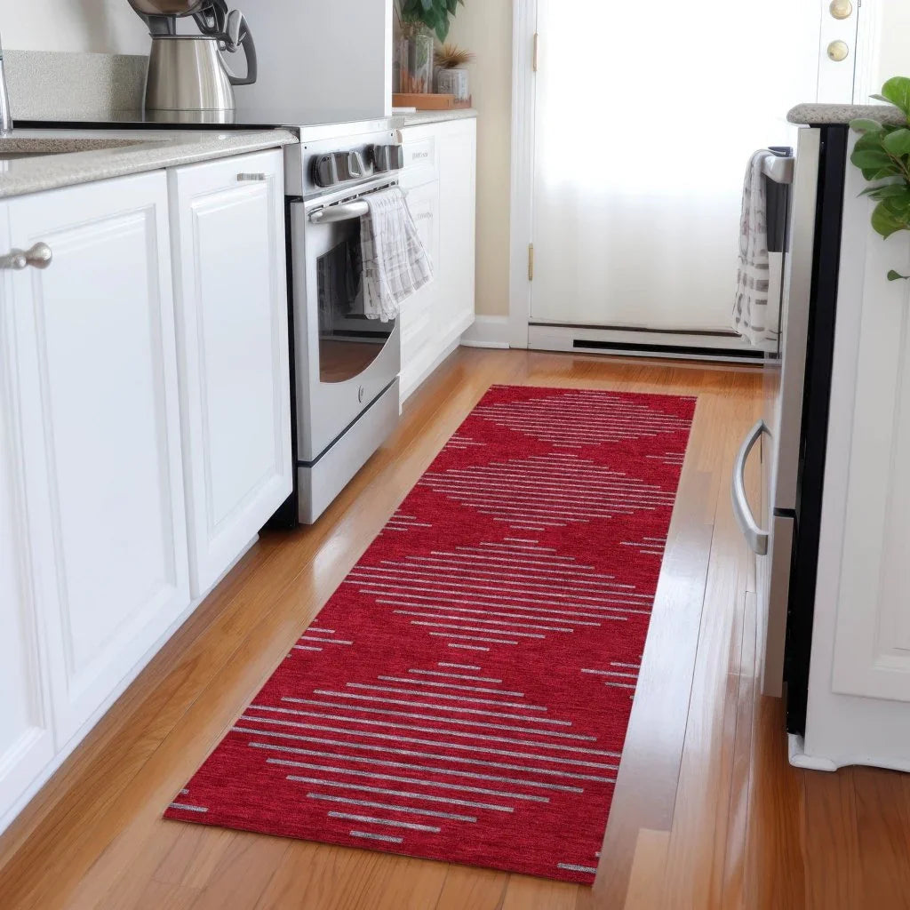 LOOMLAN Rugs Norelia Red Washable Indoor-Outdoor Rug