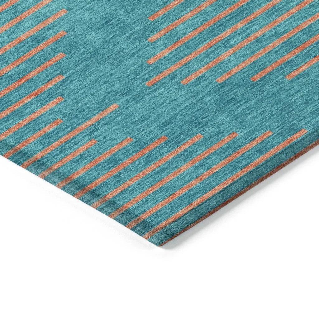 LOOMLAN Rugs Norelia Teal Washable Indoor-Outdoor Rug