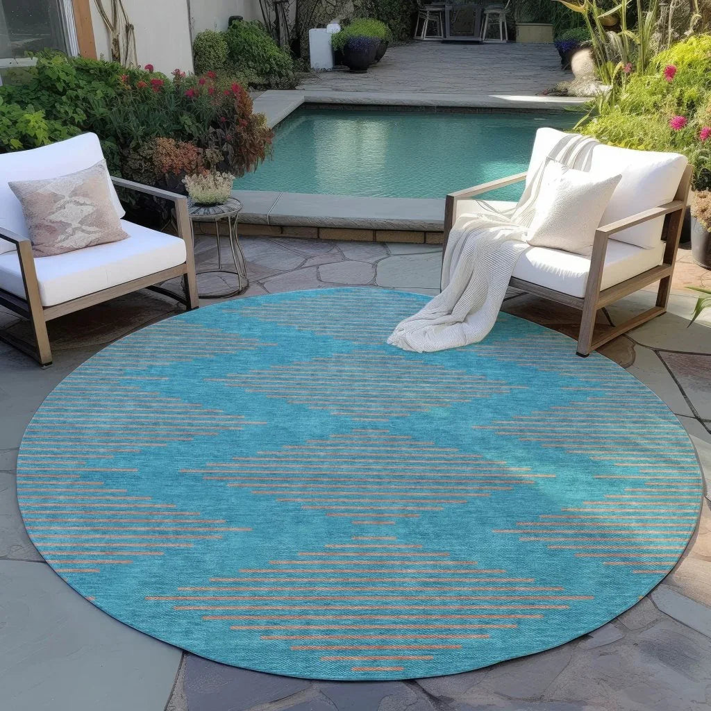 LOOMLAN Rugs Norelia Teal Washable Indoor-Outdoor Rug