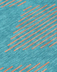 LOOMLAN Rugs Norelia Teal Washable Indoor-Outdoor Rug