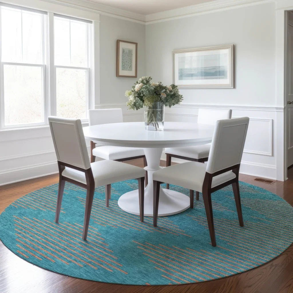 LOOMLAN Rugs Norelia Teal Washable Indoor-Outdoor Rug