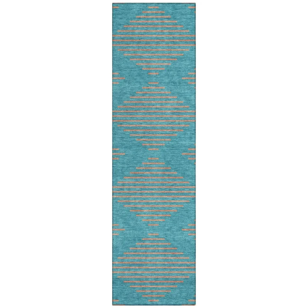 LOOMLAN Rugs Norelia Teal Washable Indoor-Outdoor Rug