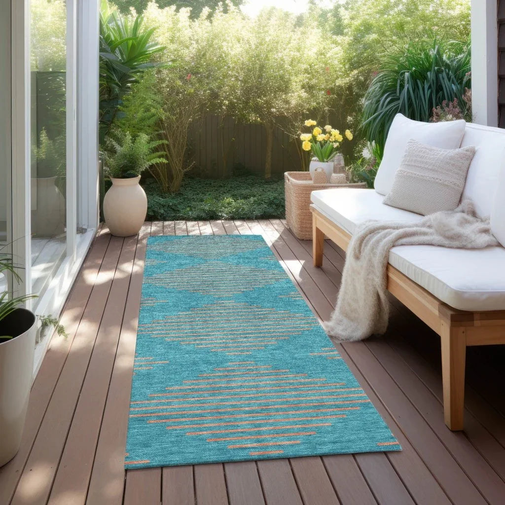 LOOMLAN Rugs Norelia Teal Washable Indoor-Outdoor Rug