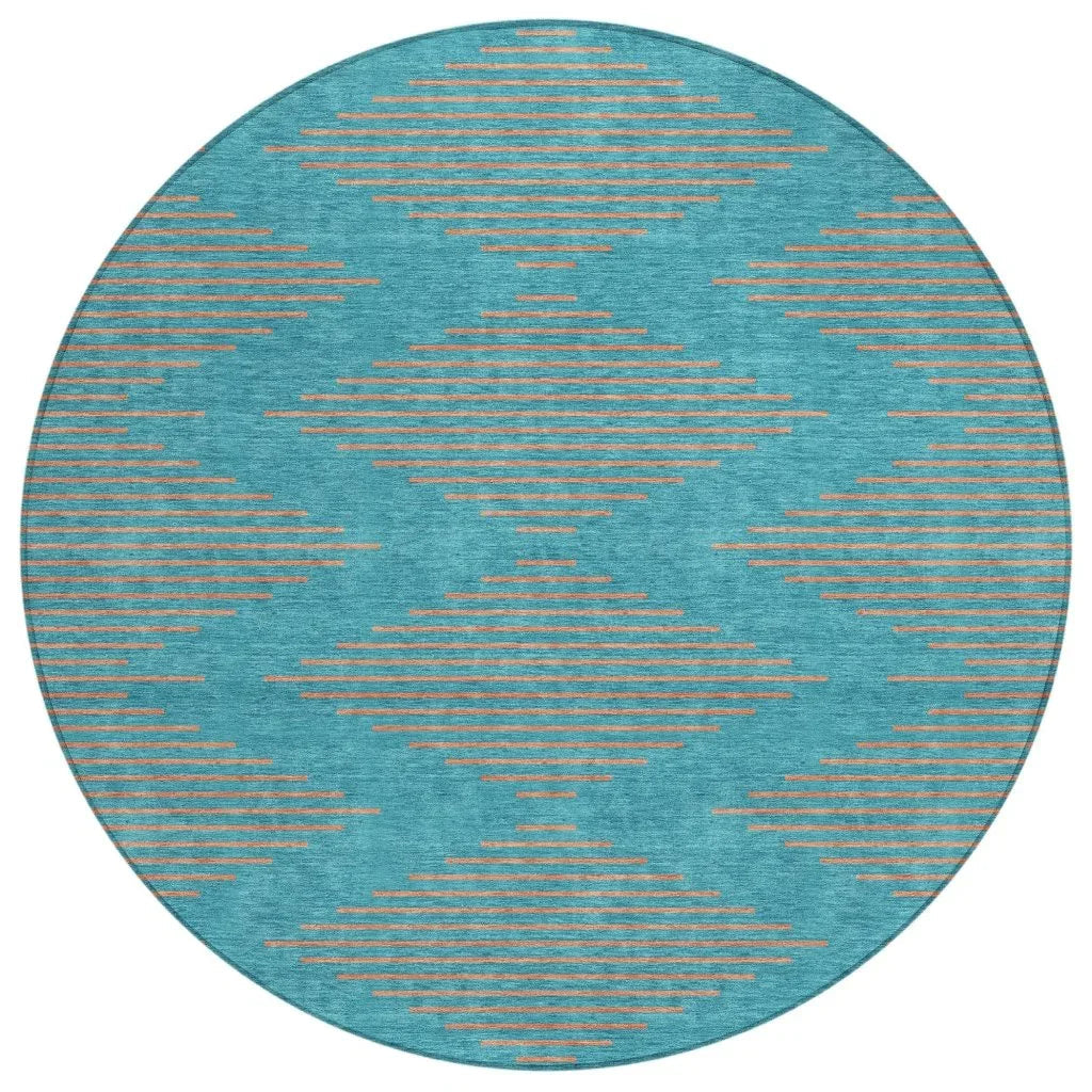 LOOMLAN Rugs Norelia Teal Washable Indoor-Outdoor Rug