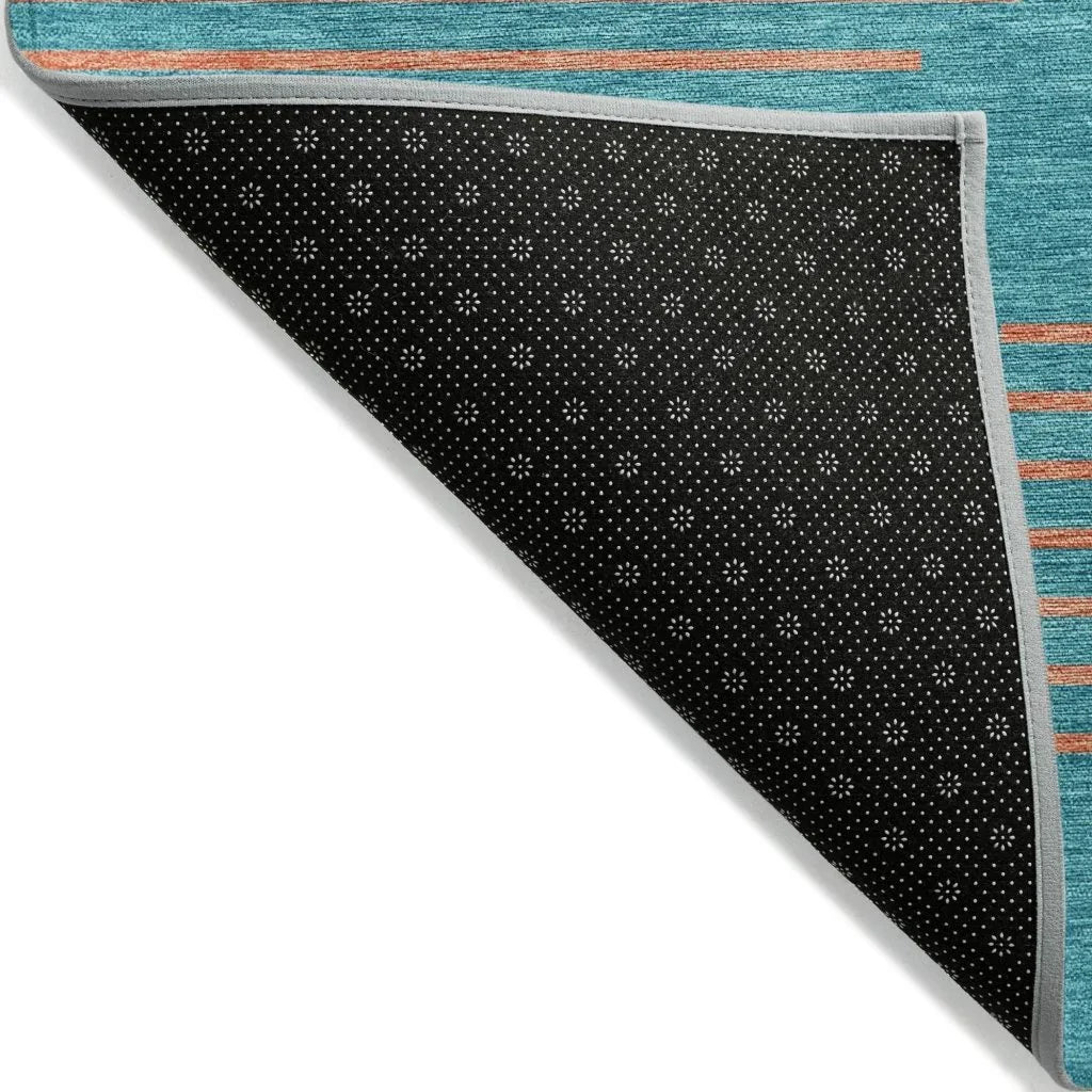 LOOMLAN Rugs Norelia Teal Washable Indoor-Outdoor Rug